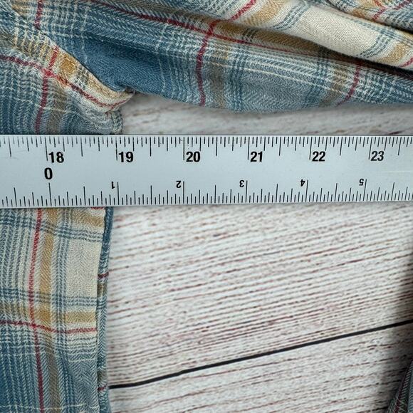 Toad&Co Recycled Cotton Blend Plaid Button Down Shirt Womens Small Blue Tan Red - Picture 11 of 14